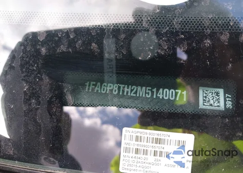 2021 Ford Mustang Ecoboost Fastback z USA, uszkodzony, nr VIN 1FA6P8TH2M5140071